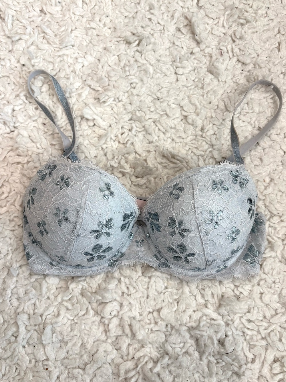 Victoria's Secret Dream Angel Light Blue Floral Lace Bra